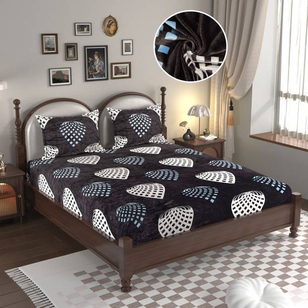 EVERLUSH Velvet King Fitted (Elastic) 400 TC Printed Bedsheet