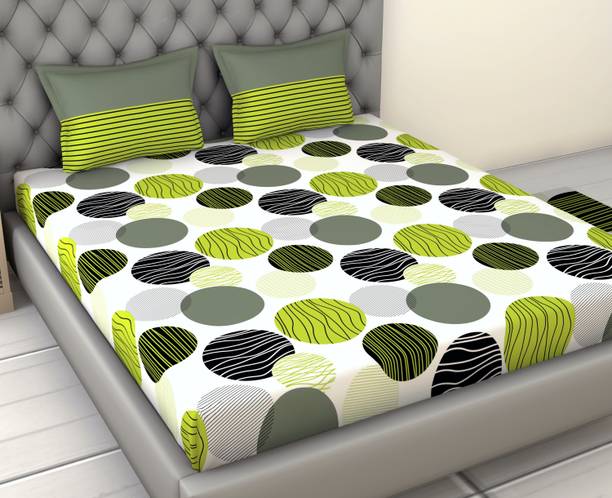 LORETO 144 TC Cotton Double Polka Flat Bedsheet
