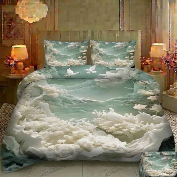 AARTDECOR Cotton Blend Queen Flat 400 TC 7D Digital 1 Bedsheet