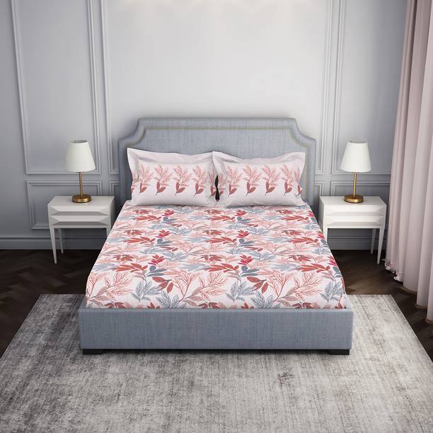 SPACES 144 TC Cotton Double Abstract Flat Bedsheet