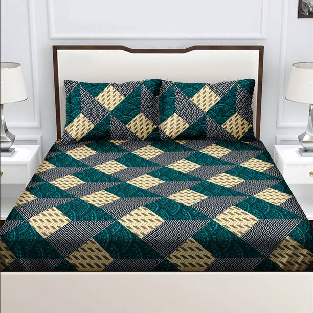 BELLA CASA 150 TC Cotton Double Printed Flat Bedsheet