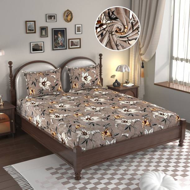 EVERLUSH Velvet King Fitted (Elastic) 400 TC Printed Bedsheet