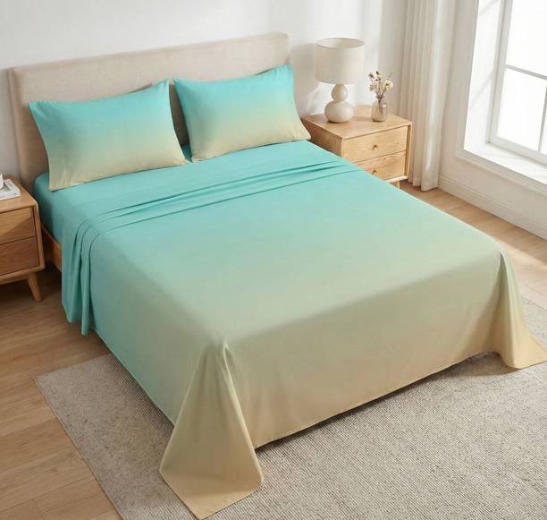 VAS COLLECTIONS Cotton Blend Super King Flat 210 TC 7D Digital Bedsheet