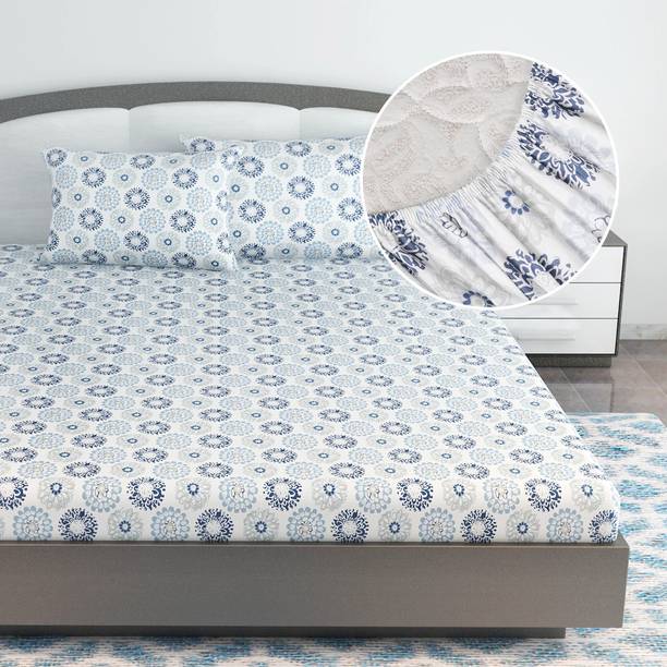 Divine Casa Cotton King Fitted (Elastic) 144 TC Floral ...