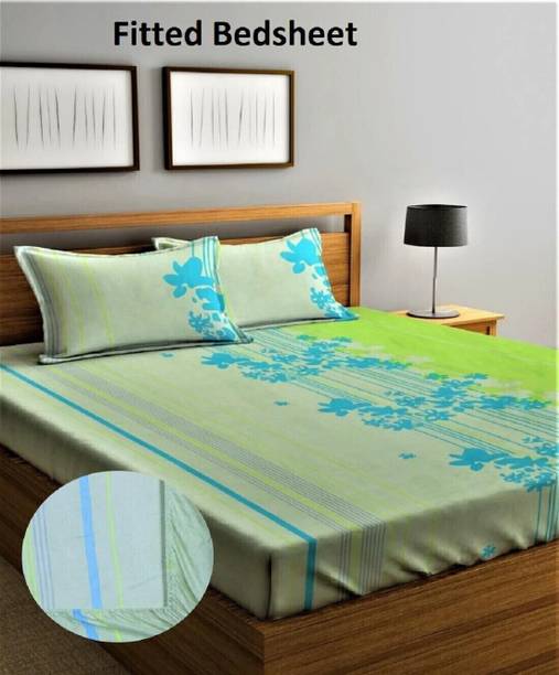 Home Sizzler Microfiber Double Fitted (Elastic) 144 TC Geometric