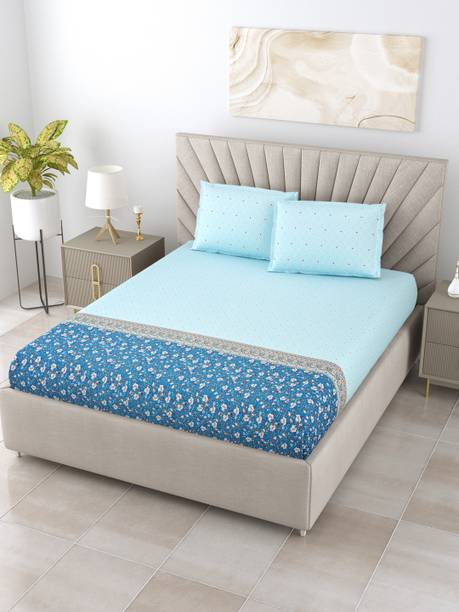 Bombay Dyeing 200 TC Cotton King Floral Flat Bedsheet