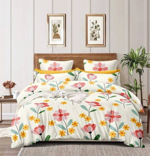 CHHILAKIYA Cotton King Flat 152 TC Floral Bedsheet