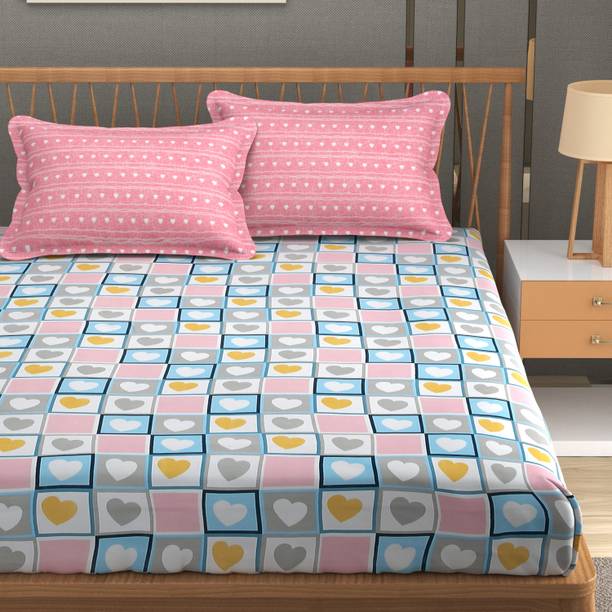 Mafatlal 210 TC Polycotton King Geometric Flat Bedsheet