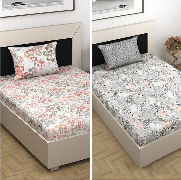 Divine Casa Cotton Single Flat 144 TC Floral Bedsheet