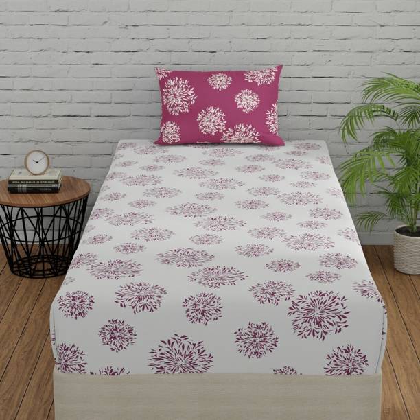 Huesland Cotton Single Flat 144 TC Geometric Bedsheet