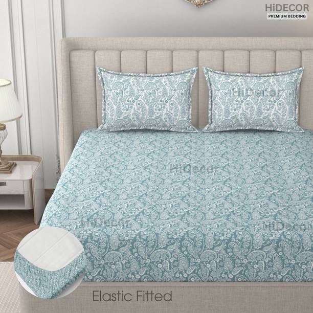 HIDECOR 280 TC Microfiber Double, King Paisley Fitted (Elastic) Bedsheet