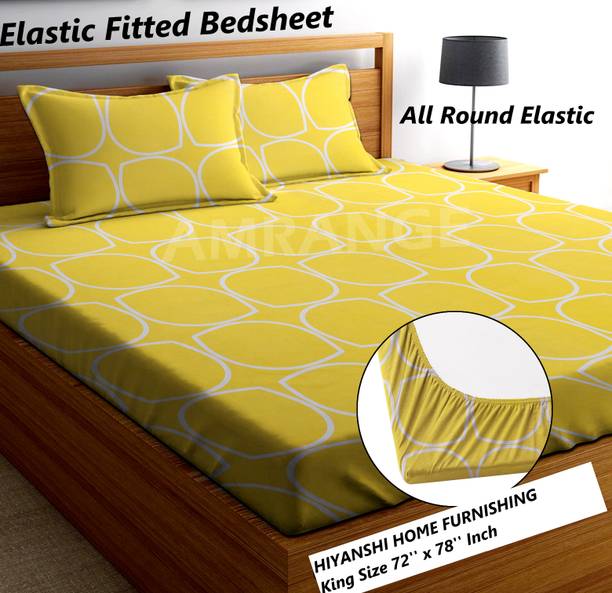 HIYANSHI HOME FURNISHING Polycotton King Fitted (Elasti...