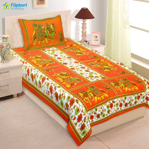 Flipkart SmartBuy 180 TC Cotton Single Jaipuri Prints Flat Bedsheet