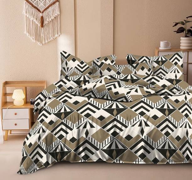 AVINYA Cotton King Fitted (Elastic) 210 TC Floral 1 Bedsheet with 2 Pillow Covers