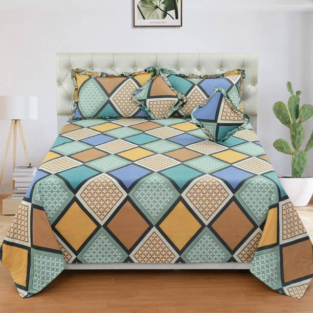 LTF 210 TC Cotton King Checkered Flat Bedsheet