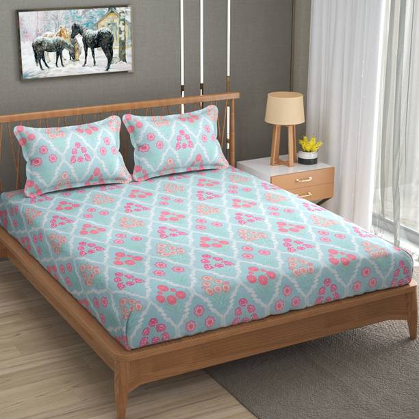 Mafatlal 210 TC Polycotton Double Floral Flat Bedsheet