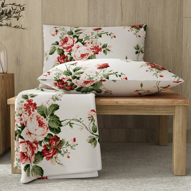 Layers 225 TC Cotton Blend Double Floral Flat Bedsheet