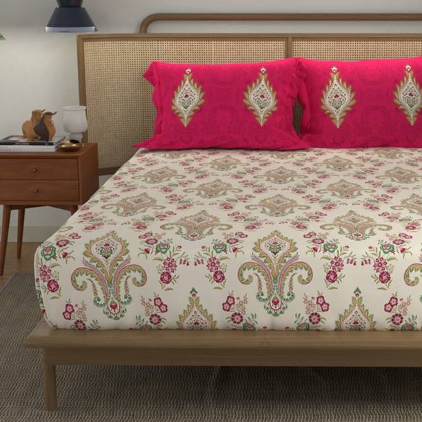 Urban Space 144 TC Cotton Double Printed Flat Bedsheet