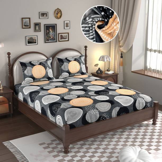 EVERLUSH Velvet King Fitted (Elastic) 400 TC Printed Bedsheet