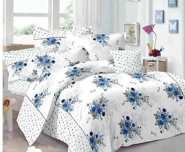 Home Garage Cotton King Flat 210 TC 3D Printed 1 Bedsheet with 2