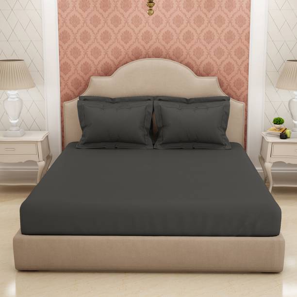 SPACES Cotton King Flat 600 TC Solid Bedsheet