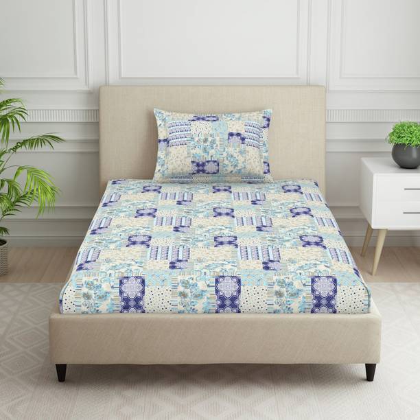 Welspun 120 TC Polycotton Single Floral Flat Bedsheet