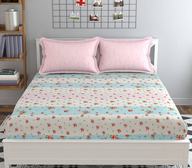Mafatlal 160 TC Cotton Double Floral Flat Bedsheet