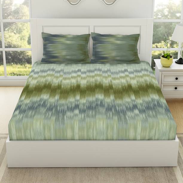 SPACES 144 TC Cotton King Printed Flat Bedsheet