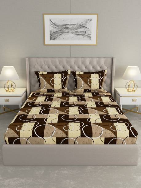 Raymond Home 110 TC Microfiber Double Geometric Flat Bedsheet