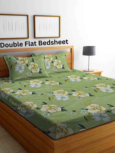 M.S. Trading Co. Cotton King Flat 144 TC Printed Bedshe...