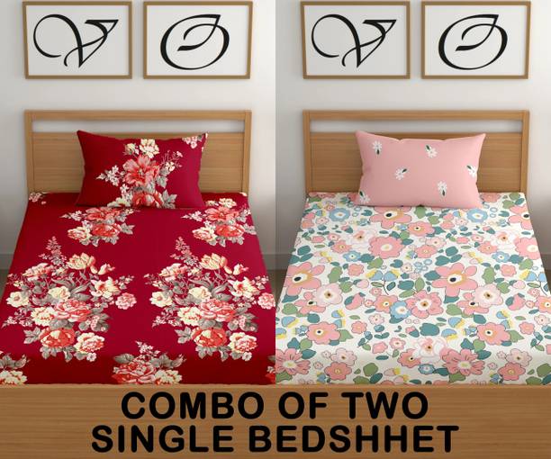 CG Homes Cotton Single Flat 160 TC Printed Bedsheet