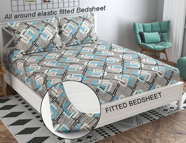 Goodrik Microfiber Double Fitted (Elastic) 210 TC Floral Bedsheet