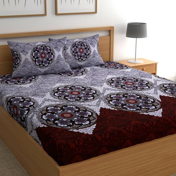 CG Homes 180 TC Cotton Double Printed Flat Bedsheet