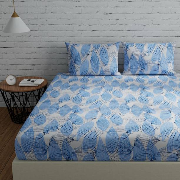 Huesland 144 TC Cotton King Floral Flat Bedsheet