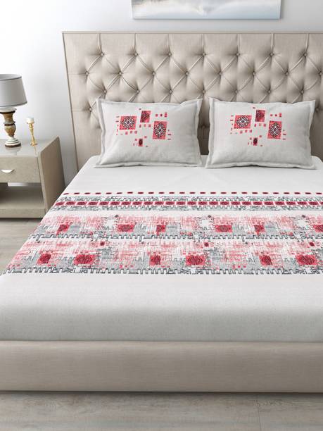 Mafatlal 186 TC Cotton King Geometric Flat Bedsheet