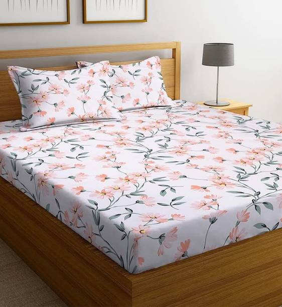 tarain collection 220 TC Polycotton King Printed Flat Bedsheet