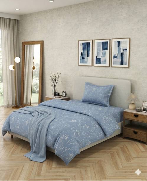 Bombay Dyeing Cotton Single Flat 180 TC Floral 2 Bedsheets with 2 Pillow Covers
