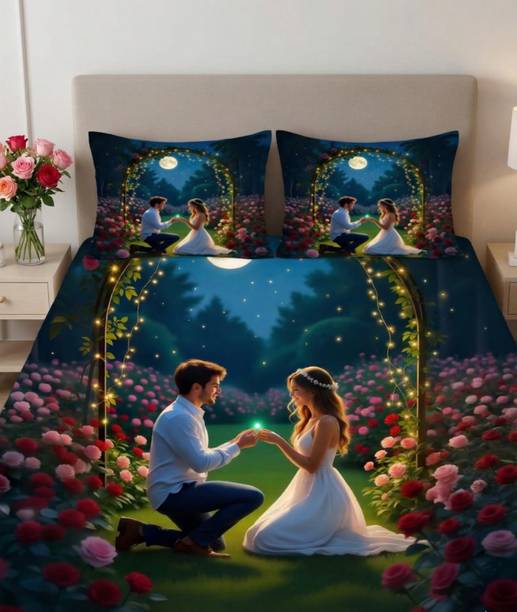 Shyamsson Velvet Double Flat 1 TC Printed 1 AC Bedsheet with 2 Pillow Covers