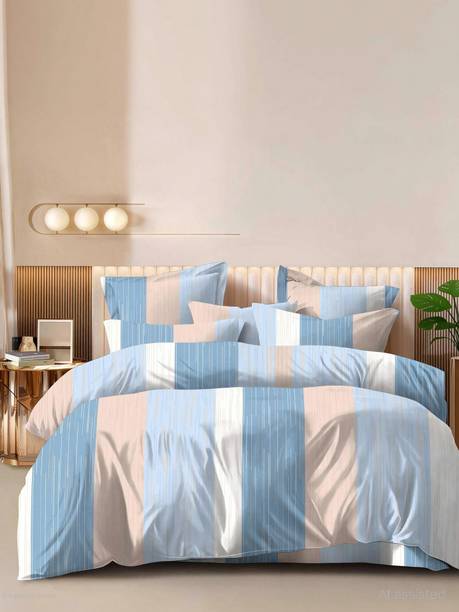 LUMORA NEST Cotton Super King Flat 300 TC Printed 1 Bedsheet with 2 Pillow Covers