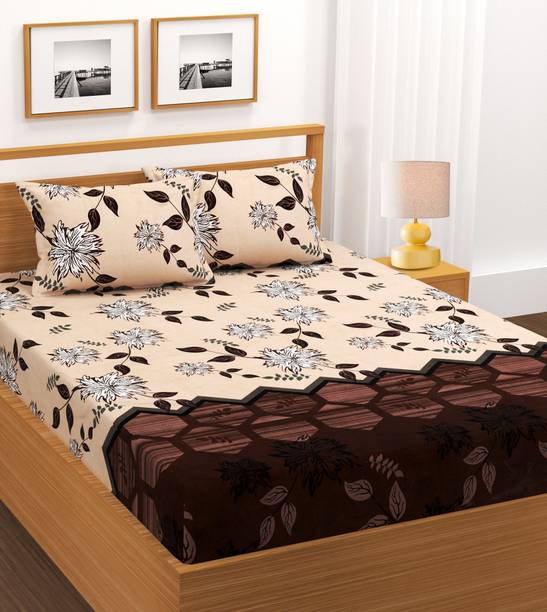 BLUEDOT Cotton King Flat 180 TC Floral Bedsheet