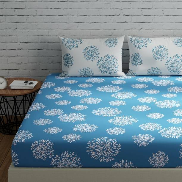 Huesland 144 TC Cotton Double Geometric Flat Bedsheet
