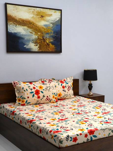 Bombay Dyeing Microfiber Queen Flat 144 TC Floral Bedsh...
