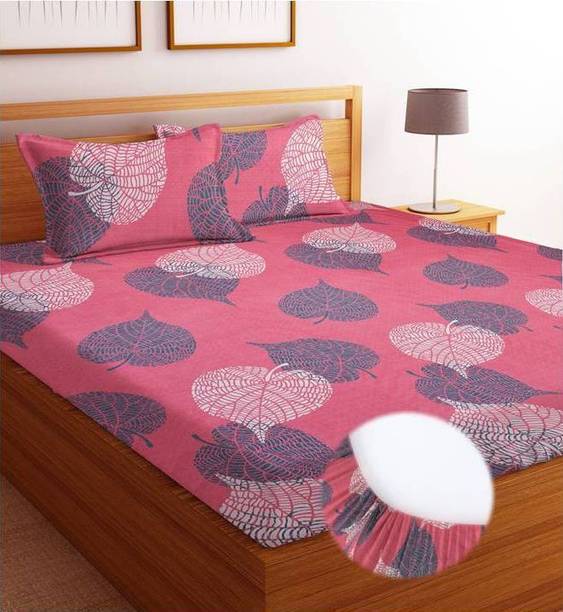 Flipkart SmartBuy 180 TC Cotton King Printed Fitted (Elastic) Bedsheet