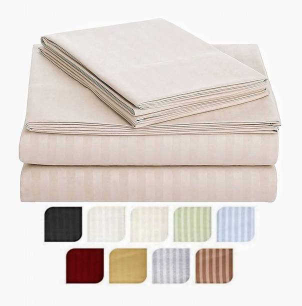 TUNDWAL'S 210 TC Microfiber Single Striped Flat Bedsheet