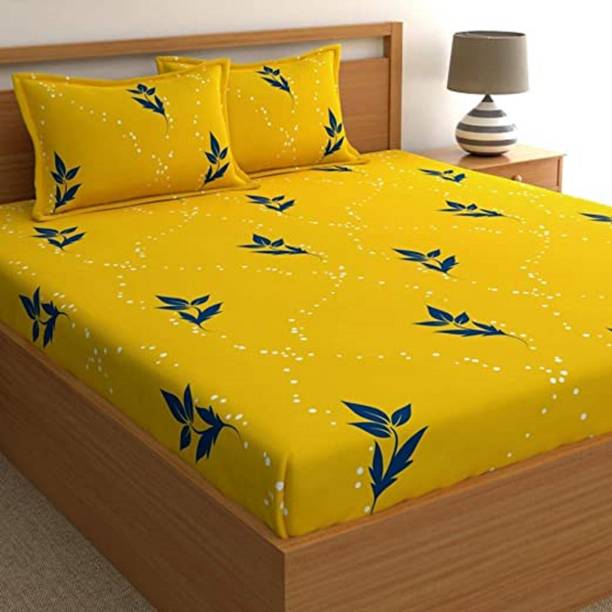 HOMETIC 140 TC Cotton Double Printed Fitted (Elastic) Bedsheet