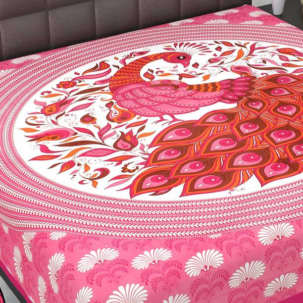 Indian Royal Fashion 144 TC Cotton Double Printed Flat Bedsheet
