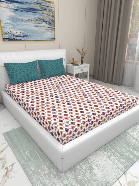CARLTON LONDON 180 TC Microfiber King Printed Flat Bedsheet