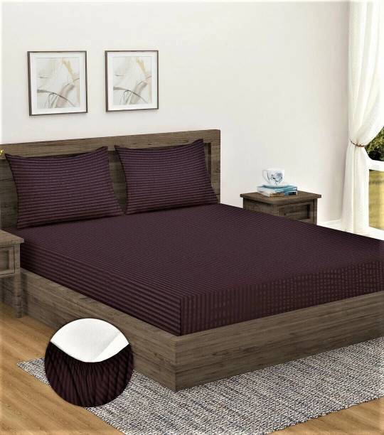 Home Sizzler Microfiber Double Fitted (Elastic) 300 TC Striped 1
