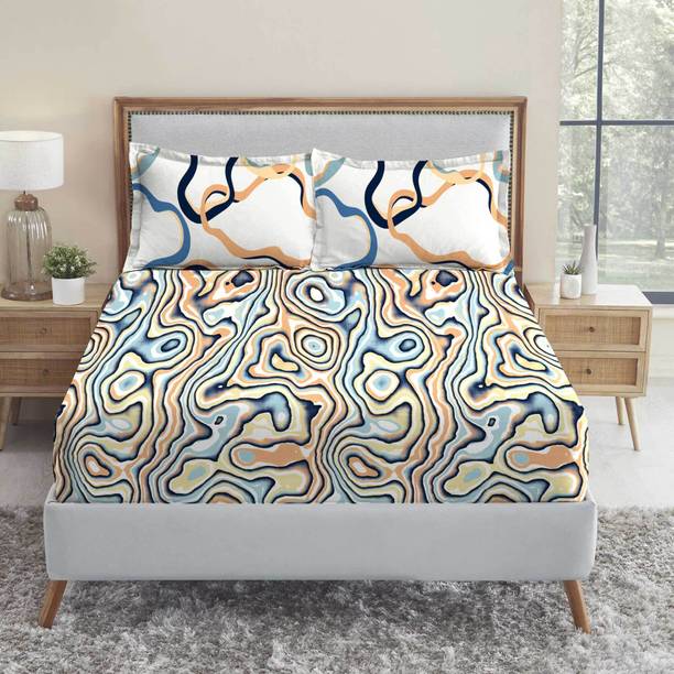 TRIDENT 144 TC Cotton Double Abstract Flat Bedsheet