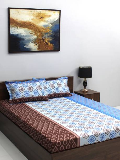 Bombay Dyeing 110 TC Cotton Queen Floral Flat Bedsheet